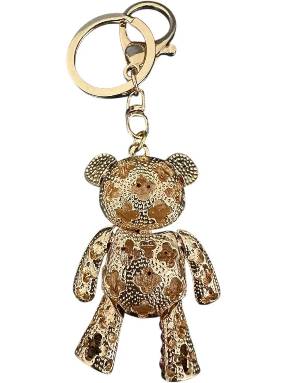 Multicolor Rhinestone Teddy Bear Keychain Charm - Cute Luxury Accessory